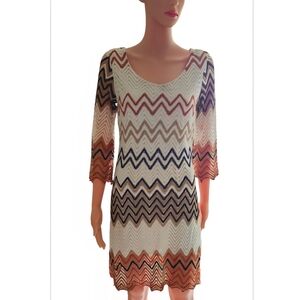 Chevron Patterned Multicolor Dress